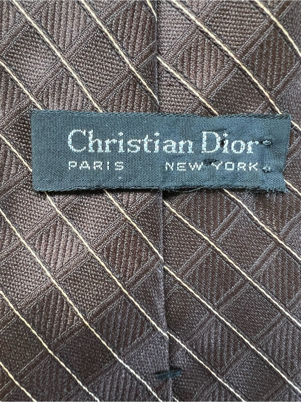 Dior Men’s Black Diagonal Stripe Silk Tie - Picture 5 of 5